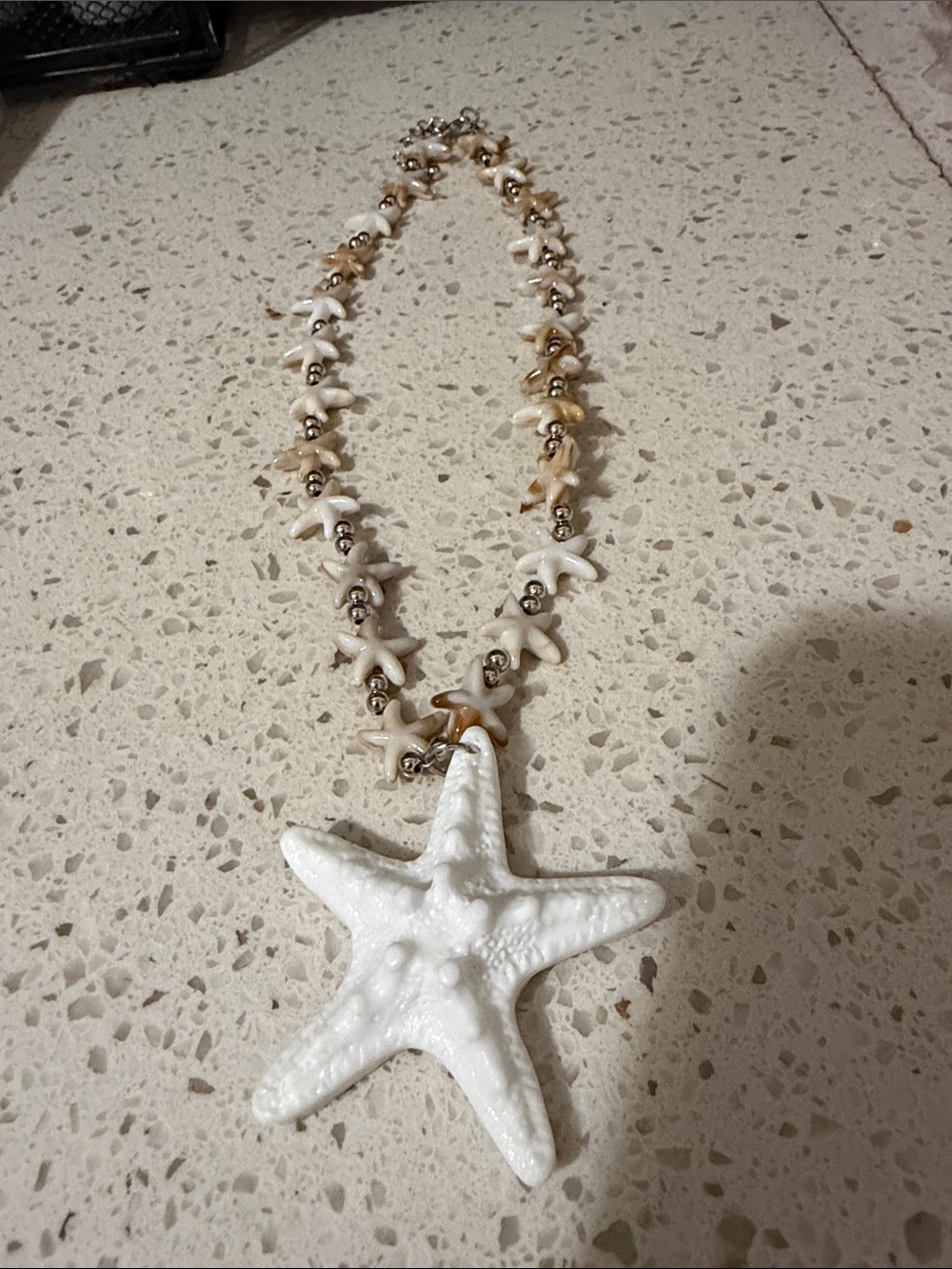 White Starfish Pendant Necklace - Coastal Women Jewelry